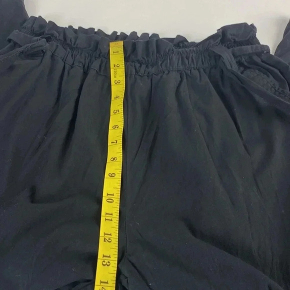 Black paper bag waist pleated black lightweight tie waist pants size extra large - Picture 6 of 12